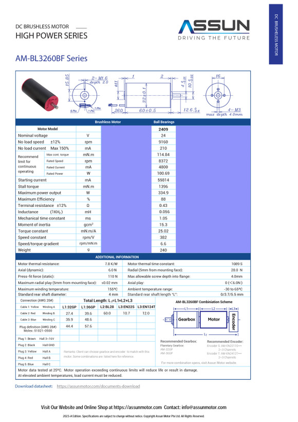 موتور و گیربکس براشلس Assun motor مدل AM-32GPCBL3260BF-47-24191