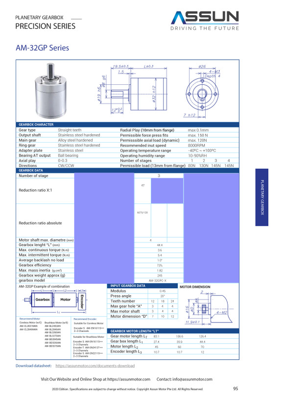 موتور و گیربکس براشلس Assun motor مدل AM-32GPCBL3260BF-47-24191