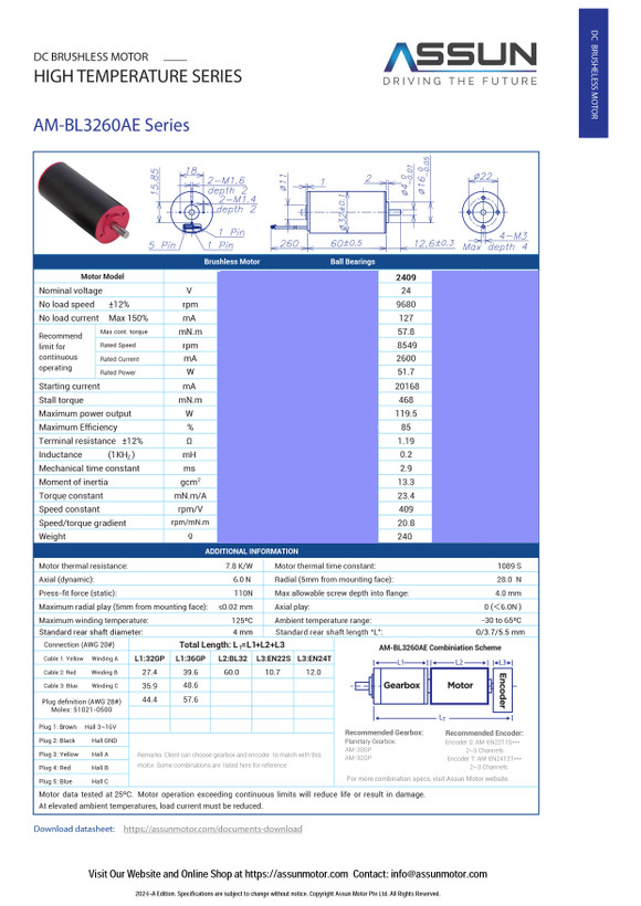 موتور و گیربکس براشلس Assun motor مدل AM-32GPCBL3260AE-47-24191
